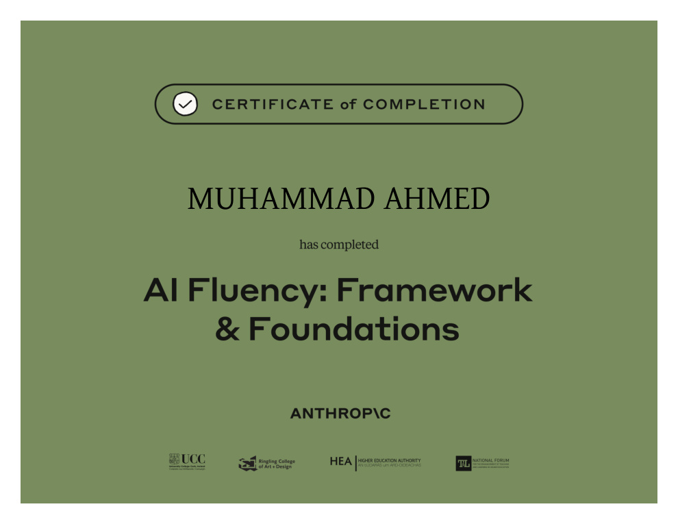 AI Fluency: Framework & Foundations certificate preview